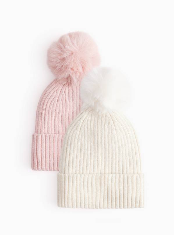 Pink and Cream Beanie 2 Pack 3-5 years